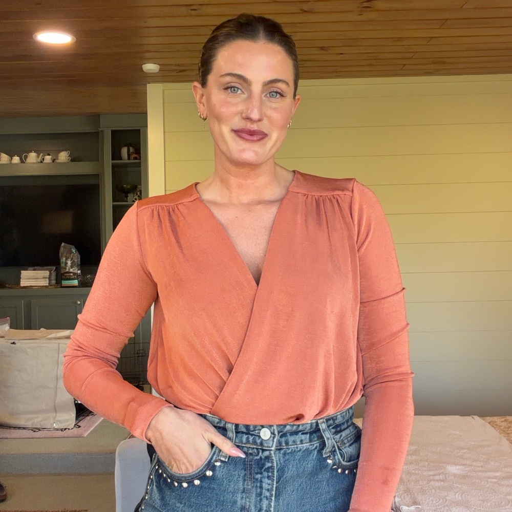 Free People Rust Wrap Blouse